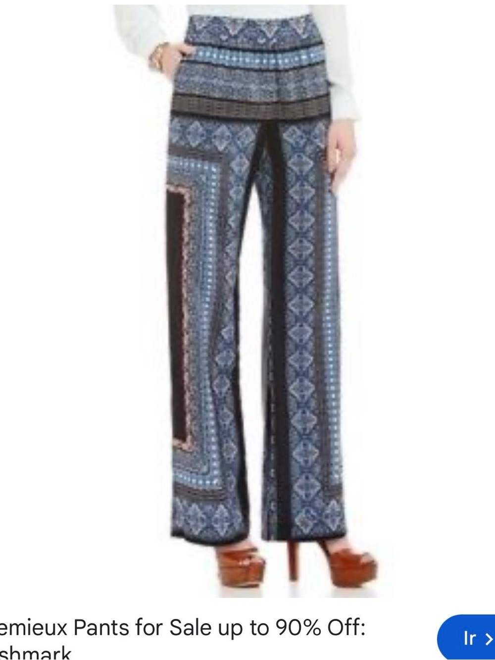 Daniel Cremieux Blue and Black Wide-Leg Printed Palazzo Pants